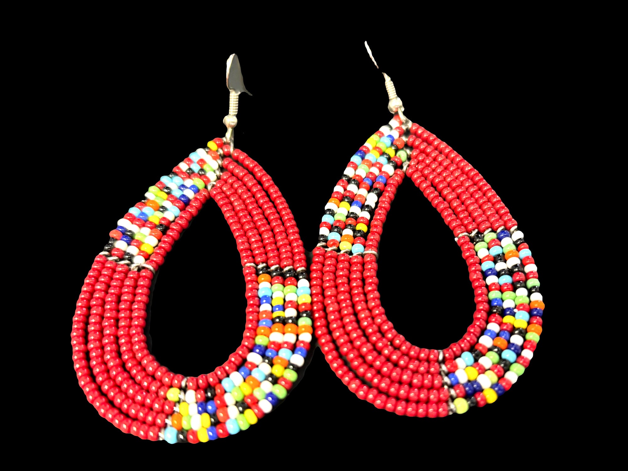 Kenyan Multi-Beaded Earrings Red