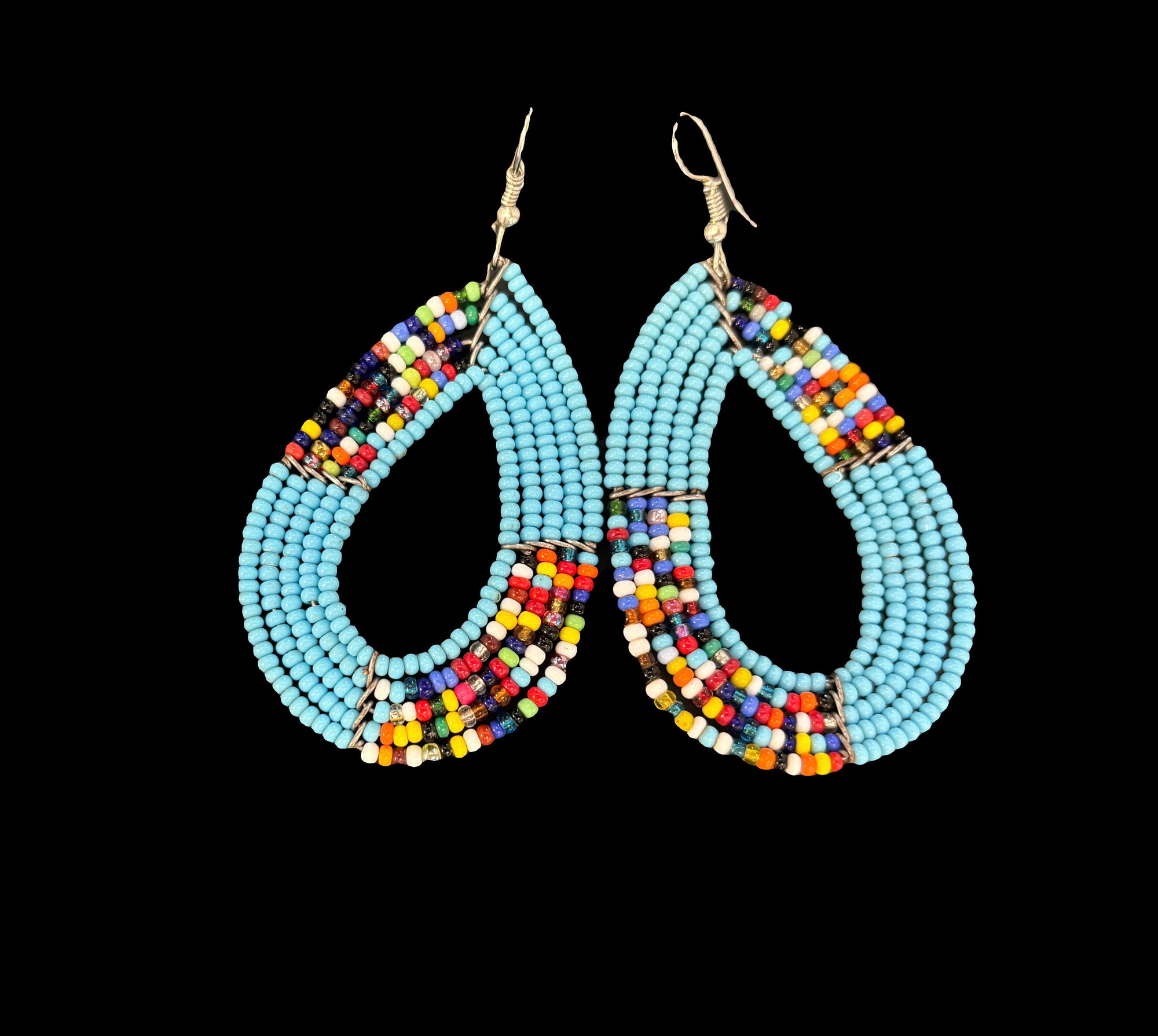 Kenyan Multi Beaded Earrings Blue